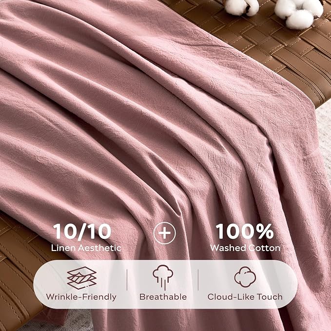 JELLYMONI 100% Washed Cotton Duvet Cover Full – Soft, Breathable Linen-Look - Image 3