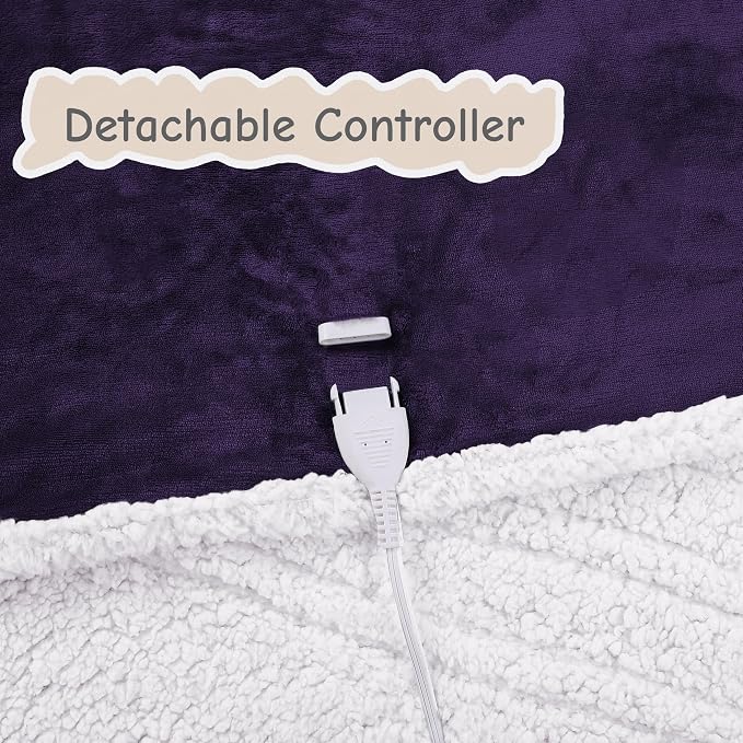 Electric Heated Blanket Queen Size 84"x90", Soft Flannel - Image 8