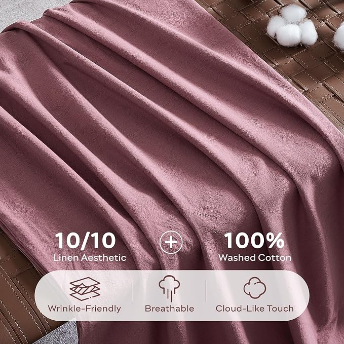 JELLYMONI 100% Washed Cotton Duvet Cover King – Soft, Breathable Linen-Look - Image 3