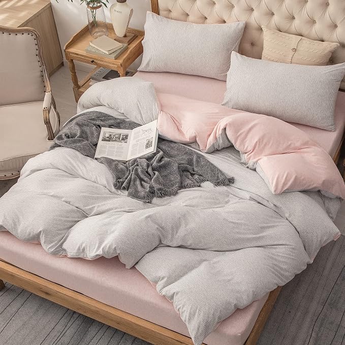 PURE ERA Jersey Knit Duvet Cover Set 100% T-Shirt Heather Cotton Super Soft by PUREERA