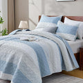Andency California King Quilt Set Misty Blue, 3 Pieces Ultra Soft Lightweight by Andency