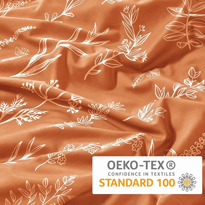MUXHOMO Duvet Cover Full Size, Reversible Floral Caramel Duvet Cover Set - Image 5