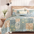 BLOOMHAVEN Quilt Set Twin Size, Patchwork Green Floral Quilt Sets, Reversible by BLOOMHAVEN