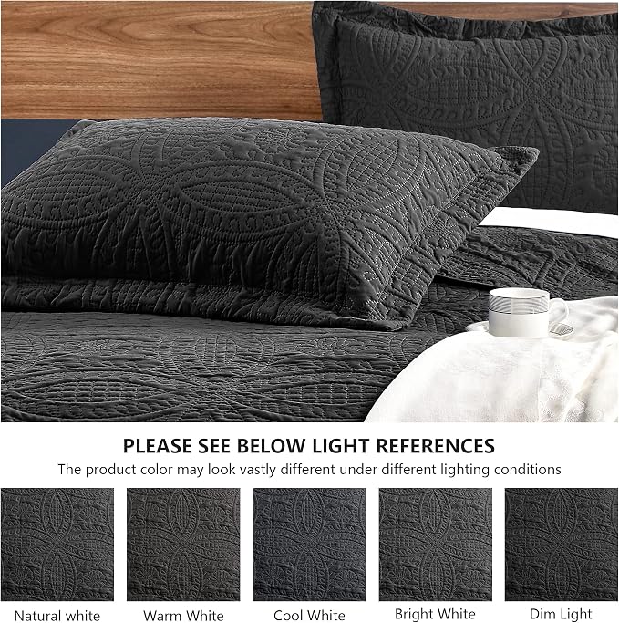Love's cabin King Size Quilt Set Black Bedspreads - Image 5
