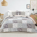 Whale Flotilla Patchwork Quilt King Size, Extra Soft Boho Floral Bedspreads by WHALEFLOTILLA