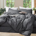 MooMee Bedding Duvet Cover Set 100% Washed Cotton Linen Like Textured by MOOMEE