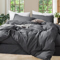 MooMee Bedding Duvet Cover Set 100% Washed Cotton Linen Like Textured by MOOMEE