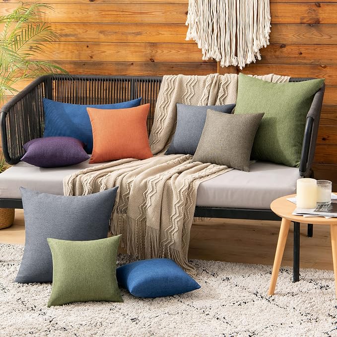 MIULEE Pack of 2 Decorative Outdoor Solid Waterproof Throw Pillow Covers Faux - Image 5