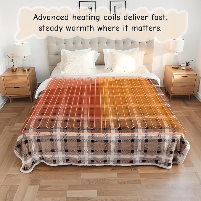 Electric Heated Blanket Full Size 72"x84", Soft Flannel - Image 5