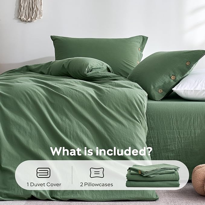 JELLYMONI 100% Washed Cotton Duvet Cover King – Soft, Breathable Linen-Look - Image 7