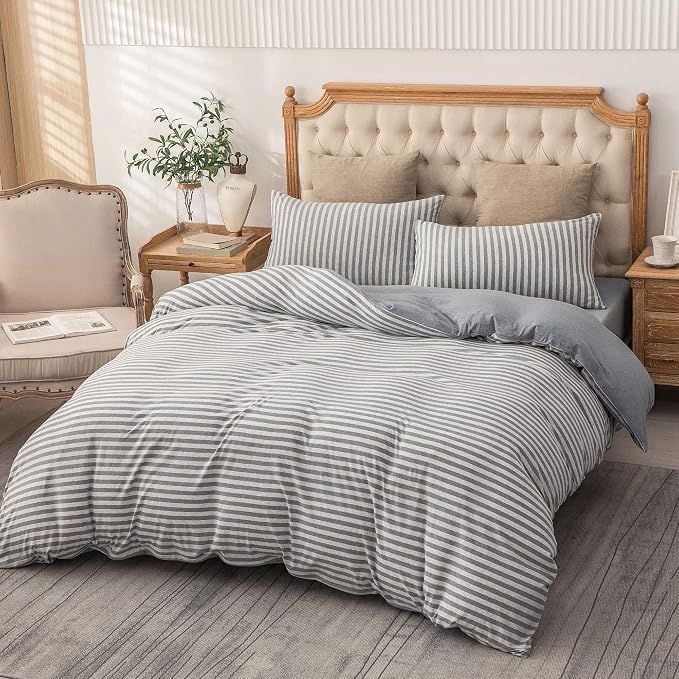 PURE ERA Jersey Knit 2pc Duvet Cover Set 100% T-Shirt Heather Cotton Super Soft - Image 5