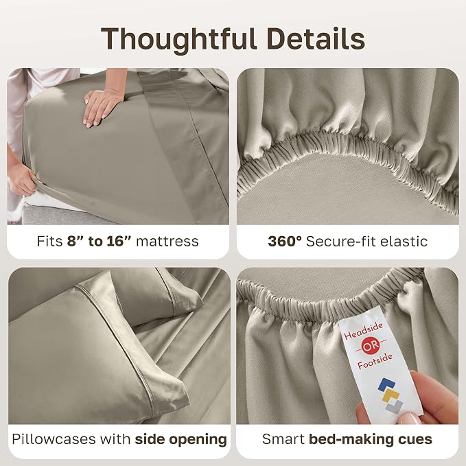 California Design Den Soft 100% Cotton Bed Sheets Full Size Set, 400 TC Good - Image 6