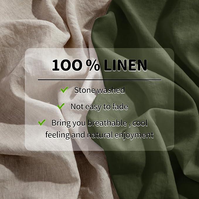 LBRO2M 100% Pure Linen Sheet Set Deep Pocket Up to 16" Bed Sheets Sets - Image 3