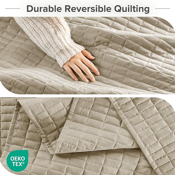 Comfort Spaces Queen Quilt Set Modern Reversible Plaid Coverlet Queen Bedding - Image 5