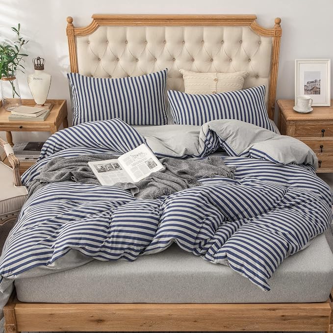 PURE ERA Jersey Knit Duvet Cover Set 100% T-Shirt Heather Cotton Super Soft - Image 4