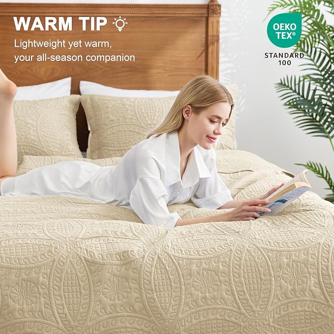 Love's cabin Quilts for Full Bed Camel Bedspreads Bedding Set - Image 4