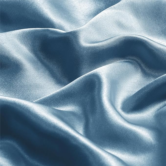 BEDELITE Satin Pillowcase with Zipper, Airy Blue King Size Pillow Cases Set of 2 - Image 3