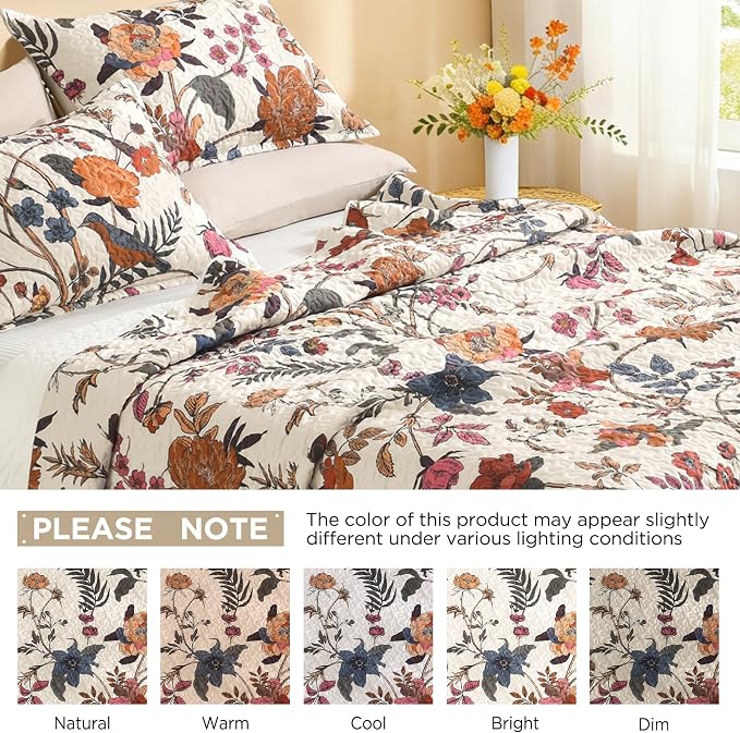 Litanika Floral Light Beige Quilt Queen Size - Image 7