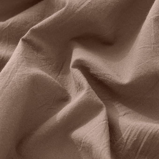 MooMee Fitted Bottom Sheet Only 100% Washed Cotton Linen Like Textured - Image 4