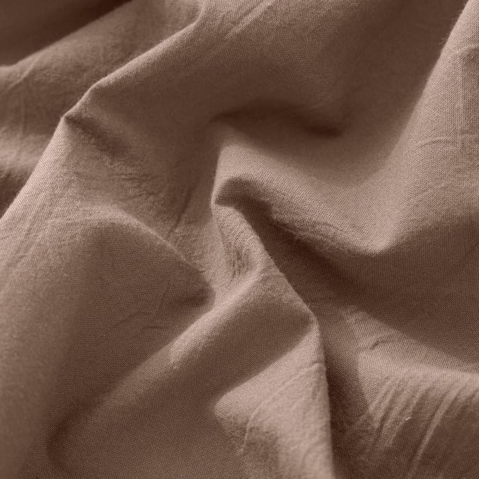 MooMee Fitted Bottom Sheet Only 100% Washed Cotton Linen Like Textured - Image 4
