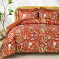 Yiran Queen Comforter Set 7 Piece, Burnt Orange Floral Bedding Set, Bed in a by Yiran