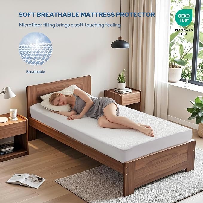 BEDLORE Waterproof Mattress Protector, Twin Size Mattress Pad - Image 3