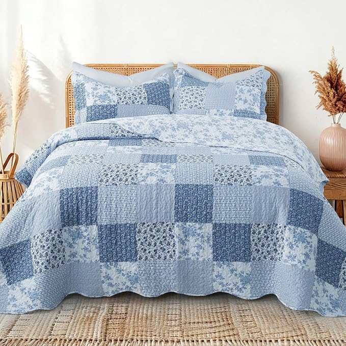 GOONE King Quilt Set 104"x90", Lightweight Washed Coverlet, Reversible Spring & - Image 8