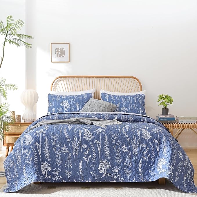 JANZAA Twin Quilt Infinity Blue Quilt Bed Spread Boho Quilt - Image 4