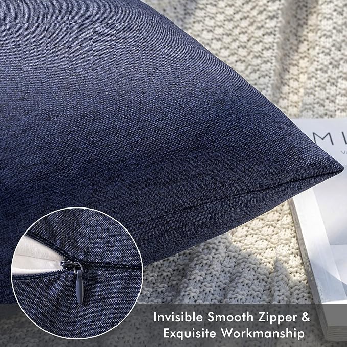 MIULEE Pack of 2 Decorative Outdoor Solid Waterproof Throw Pillow Covers Faux - Image 4