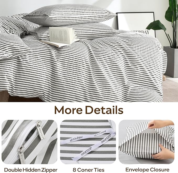 JELLYMONI Oversized King Duvet Cover Set, Cotton Duvet Cover 3 Pieces - Image 5