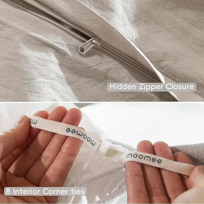 MooMee Bedding Duvet Cover Set 100% Washed Cotton Linen Like Textured - Image 6