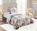 Brilliant Sunshine Peach and Olive Flowers Patchwork, 2-Piece Quilt Set by BrilliantSunshine
