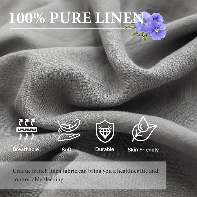 Simple&Opulence French Linen Flat Sheet, 100% Natural Flax Bedding Sheet - Image 2