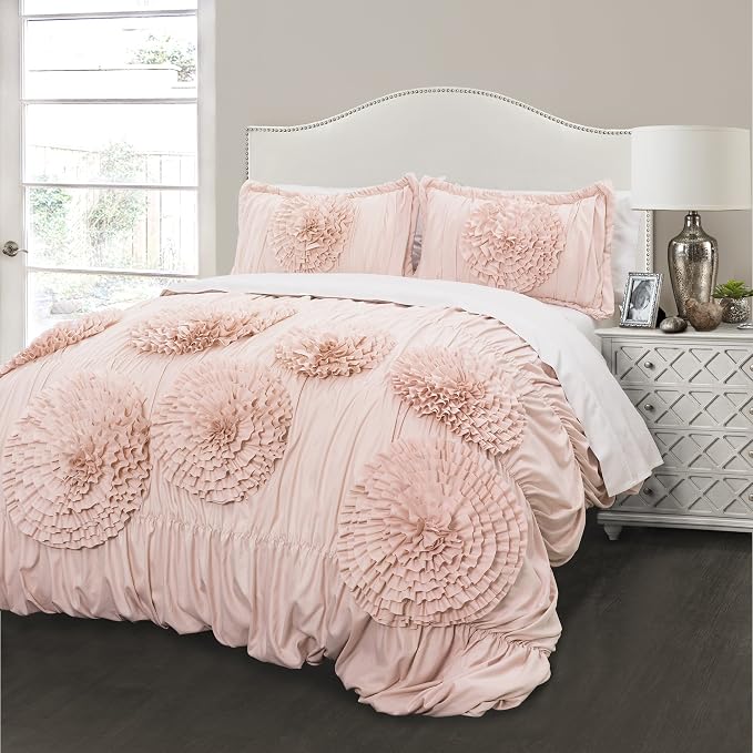 Lush Decor Serena Comforter Set, 3 Piece Set, Full/ Queen, Blush by LushDecor