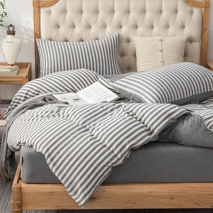 PURE ERA Jersey Knit Duvet Cover Set 100% T-Shirt Heather Cotton Super Soft by PUREERA