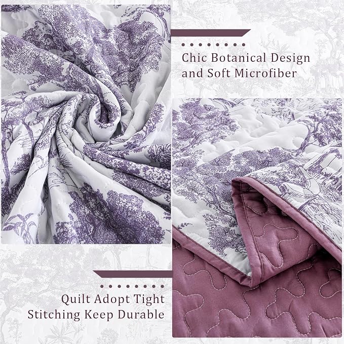 WONGS BEDDING Botanical Quilt Set Queen Size - Image 6
