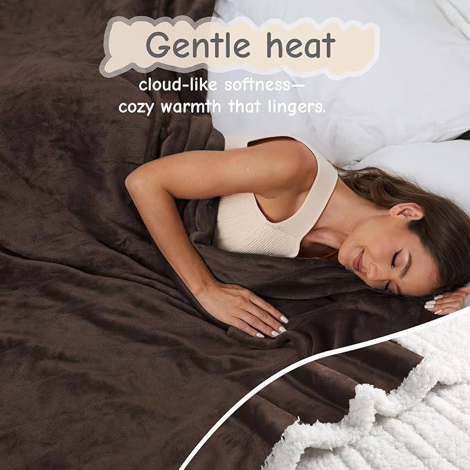 Electric Heated Blanket Queen Size 84"x90", Soft Flannel - Image 3