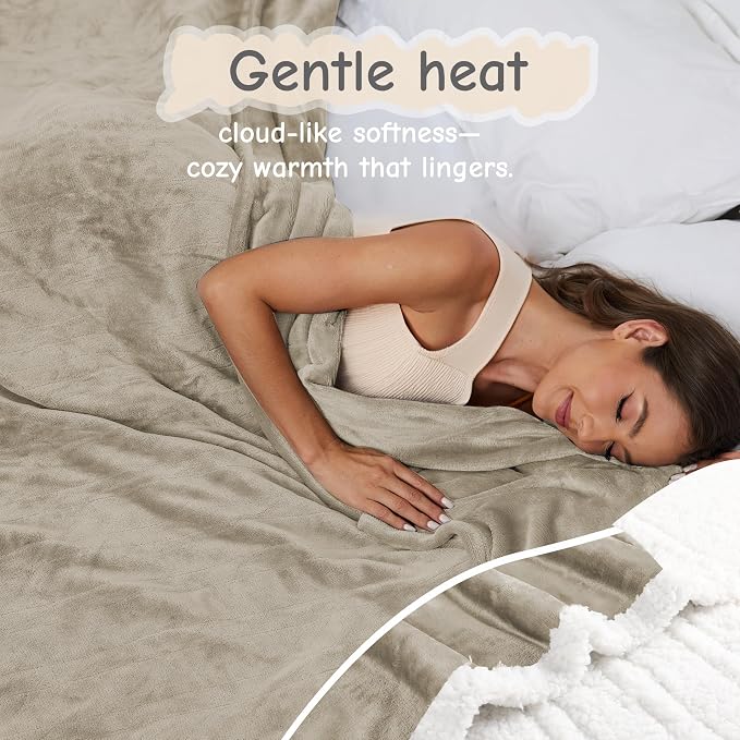 Electric Heated Blanket Queen Size 84"x90", Soft Flannel - Image 3
