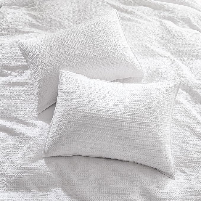 WDCOZY 100% Cotton Luxury Honeycomb Duvet Cover Set King Size - Image 3