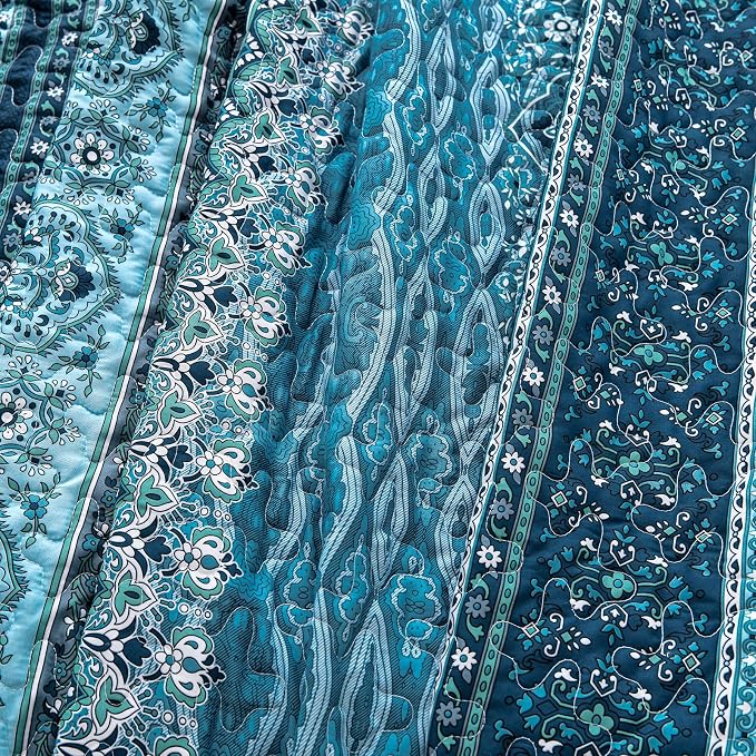 WONGS BEDDING Boho Quilt Set Twin Size, Lightweight Microfiber Bed Decor - Image 7