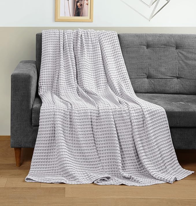 Utopia Bedding 100% Cotton Waffle Weave Blanket Queen Size - Image 4