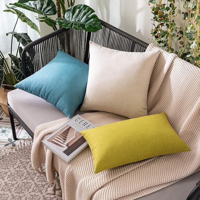 MIULEE Pack of 2 Decorative Outdoor Solid Waterproof Throw Pillow Covers Euro - Image 3