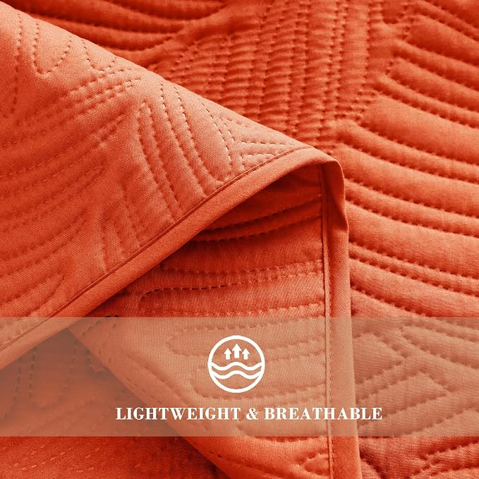 Exclusivo Mezcla California King Quilt Bedding Set, Lightweight Burnt Orange - Image 5