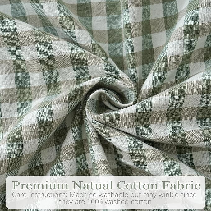 2 Pack Sage Green/White Plaid Ruffle Throw Pillow Covers Farmhouse Checkered - Image 6