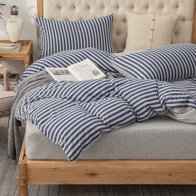 PURE ERA Jersey Knit Duvet Cover Set 100% T-Shirt Heather Cotton Super Soft by PUREERA