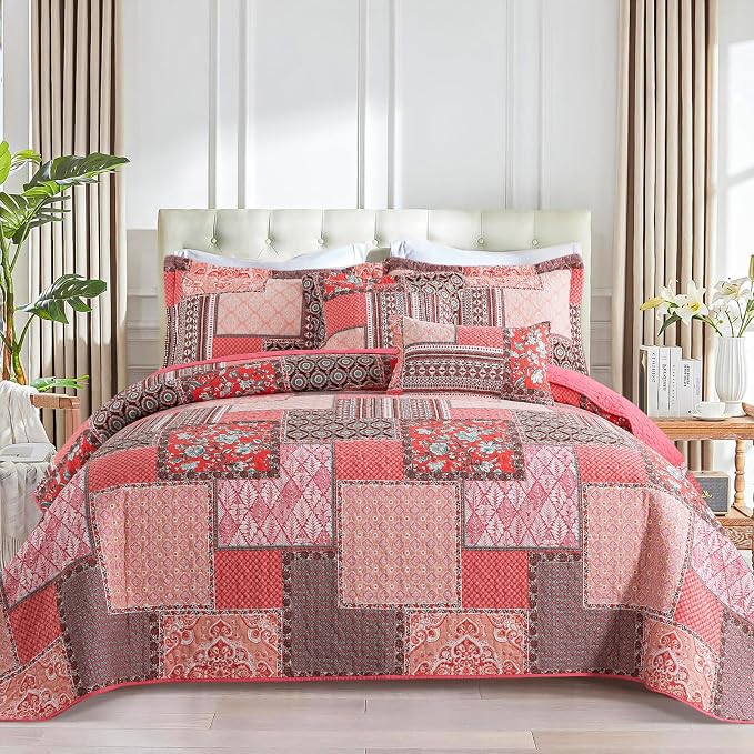 BEDIFANY Cotton Queen Quilt Set, Farmhouse Queen Size Quilt Bedding Set by BEDIFANY