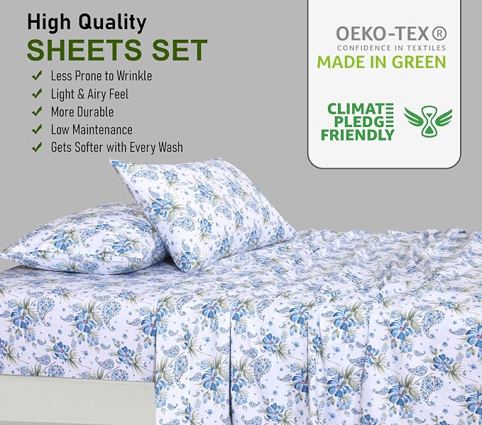 RUVANTI 100% Cotton Sheets – Split King Size Percale Bedding, Cooling & - Image 7