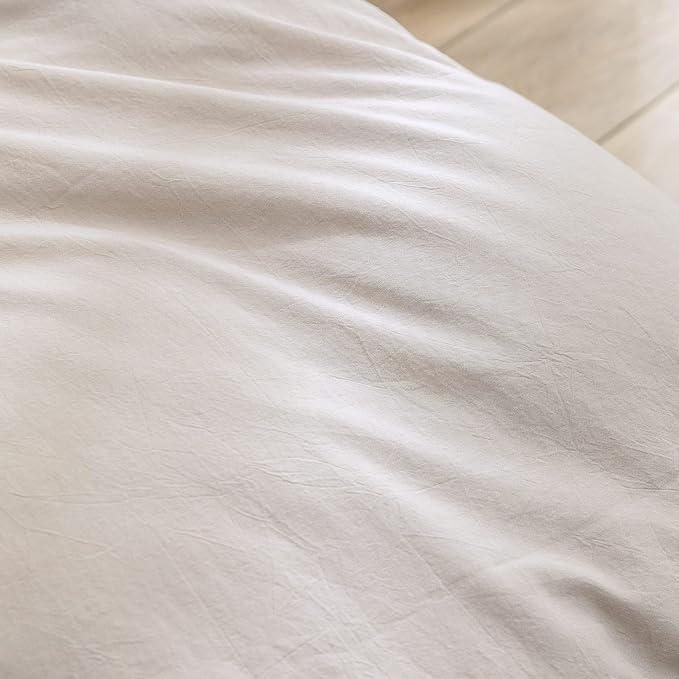 BESTOUCH Duvet Cover Set 100% Washed Cotton Linen Feel Super Soft Comfortable - Image 6