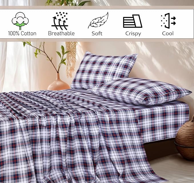 RUVANTI 100% Cotton Sheets – Full Size Percale Bedding, Cooling & Breathable - Image 5