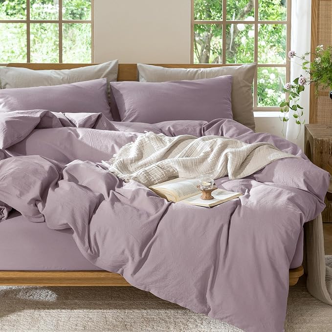 MooMee Bedding Duvet Cover Set 100% Washed Cotton Linen Like Textured - Image 7